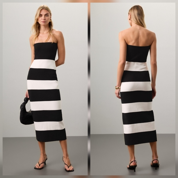 Club Monaco Dresses & Skirts - Club Monaco Striped Sweater Maxi Cocktail Sleeveless Strapless Size M